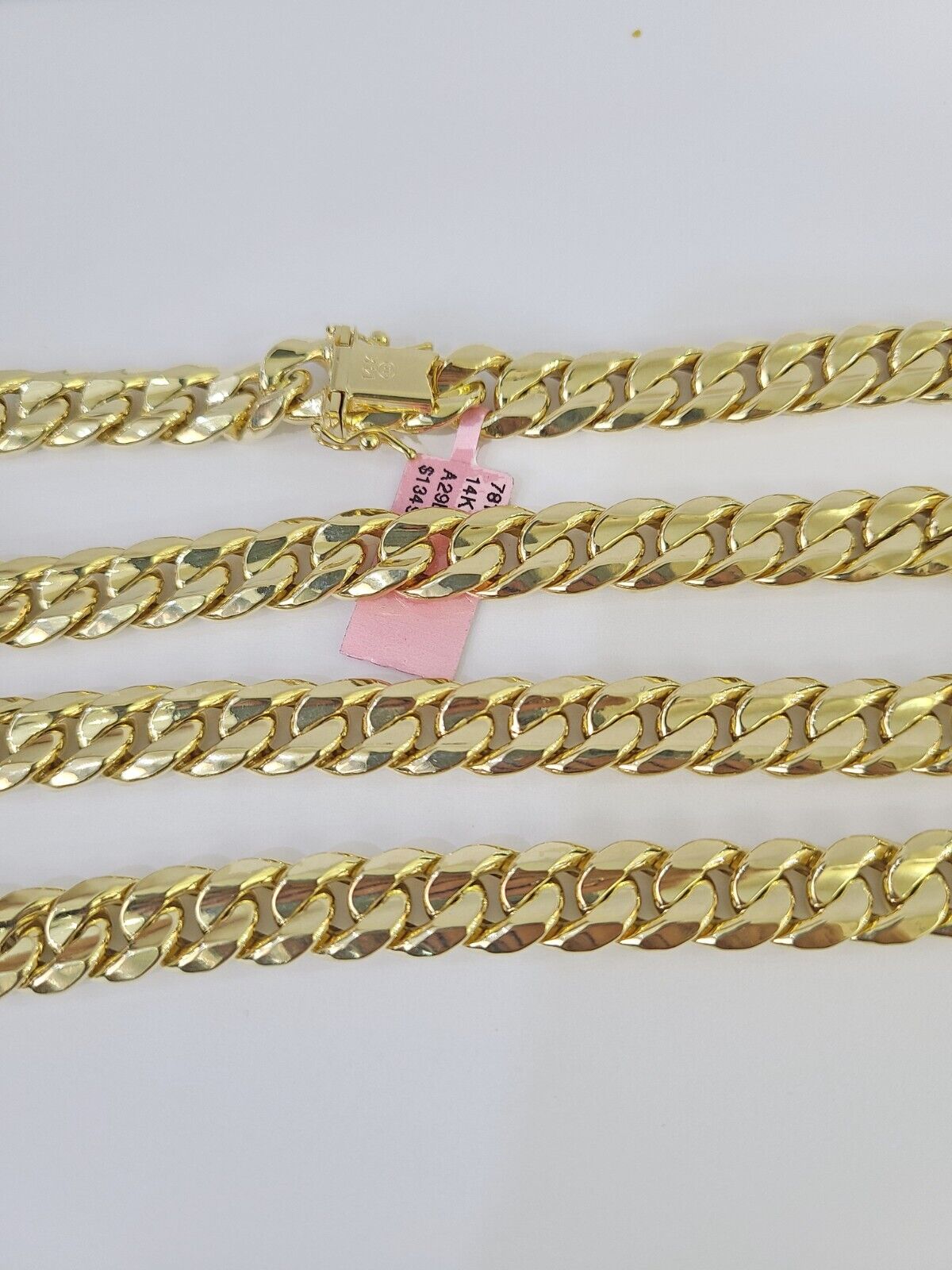 Real 14K Miami Cuban Link Chain Necklace Yellow Gold 18 inch 9mm Mens Hollow