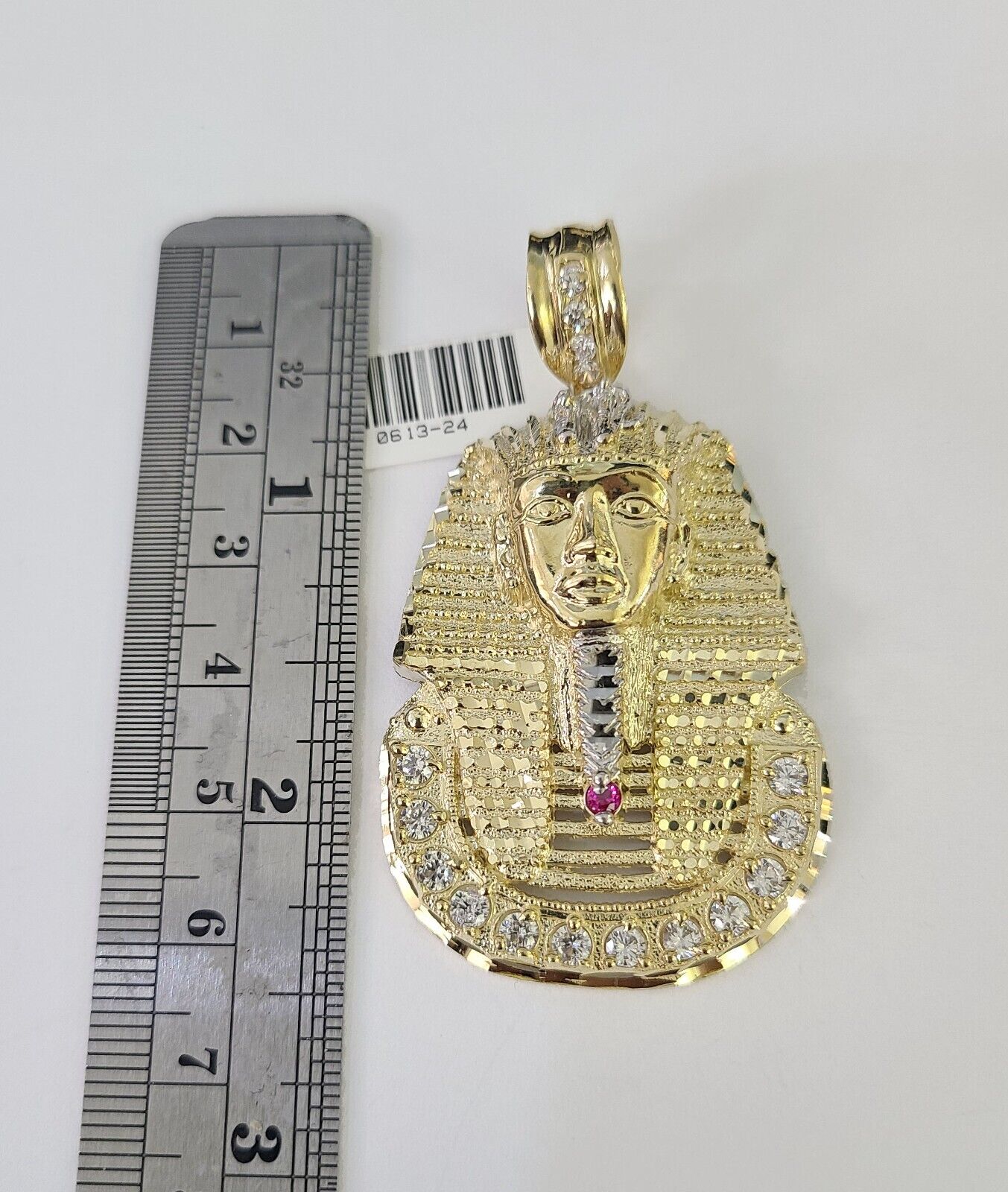 10K Miami Cuban Link Chain Pharaoh Pendent Charm 6mm 20"-30" Necklace