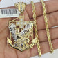 10k Solid Rope Chain Eagle Anchor Charm Set 4mm 18"-30" Necklace Gold Pendant