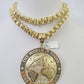 10k Gold Byzantine Necklace World is Yours Charm Pendant 20"-30" 8mm SET Chain