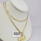 10k Gold Solid Cuban Curb Chain Necklace Eazy Money Pendant Set 3mm 18"-26"