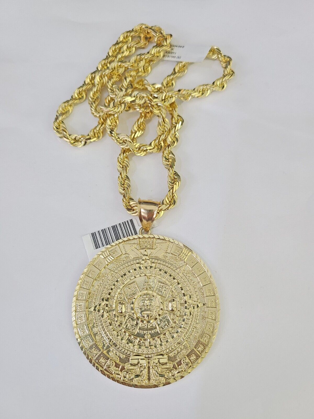 Real 10k Solid Rope Chain Mayan Calendar Charm Set 6mm 20"-30" Inch Necklace