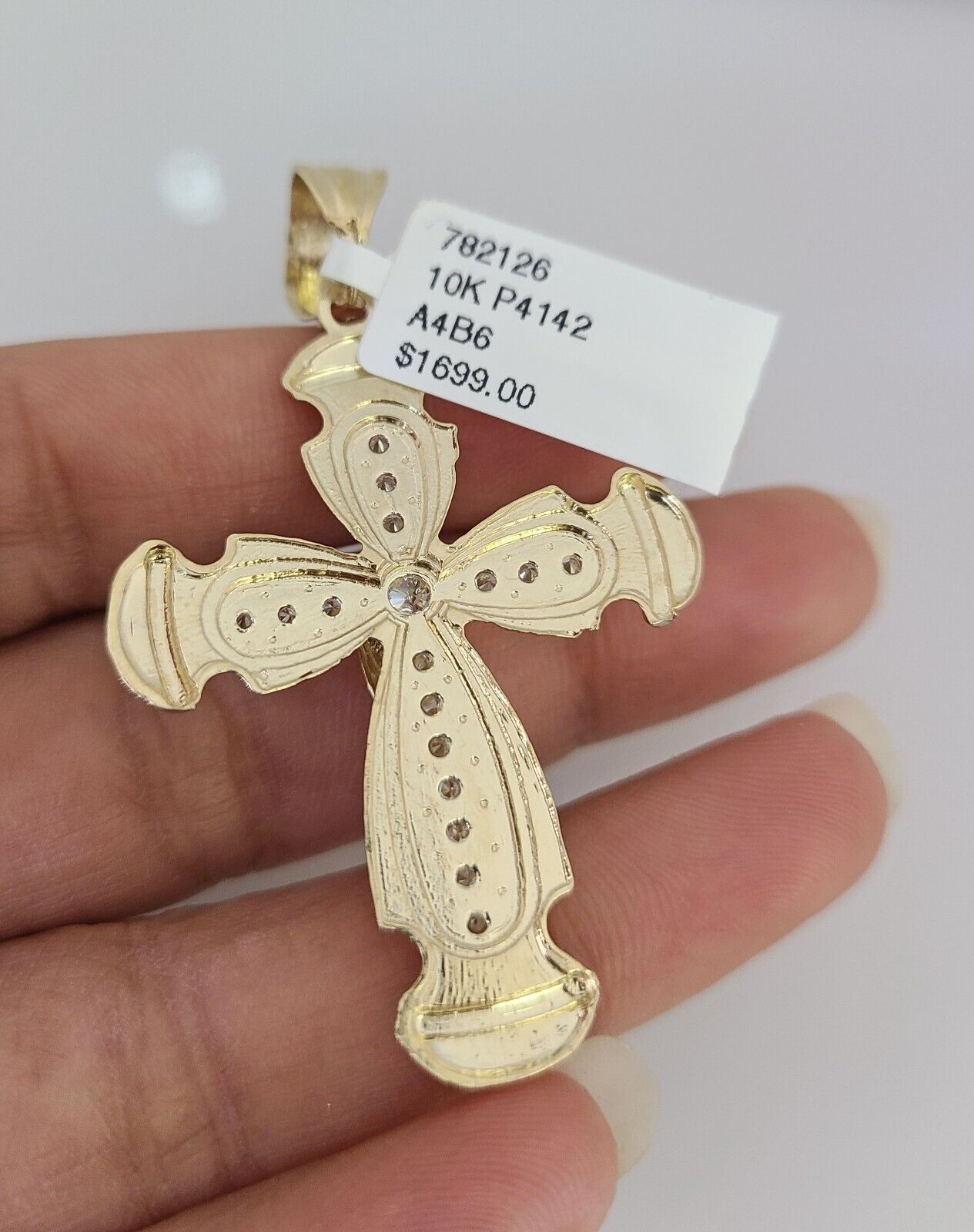 10k Gold Chain Jesus Crucifix Cross Charm Solid Cuban Curb 5mm 18"-28" Inch SET