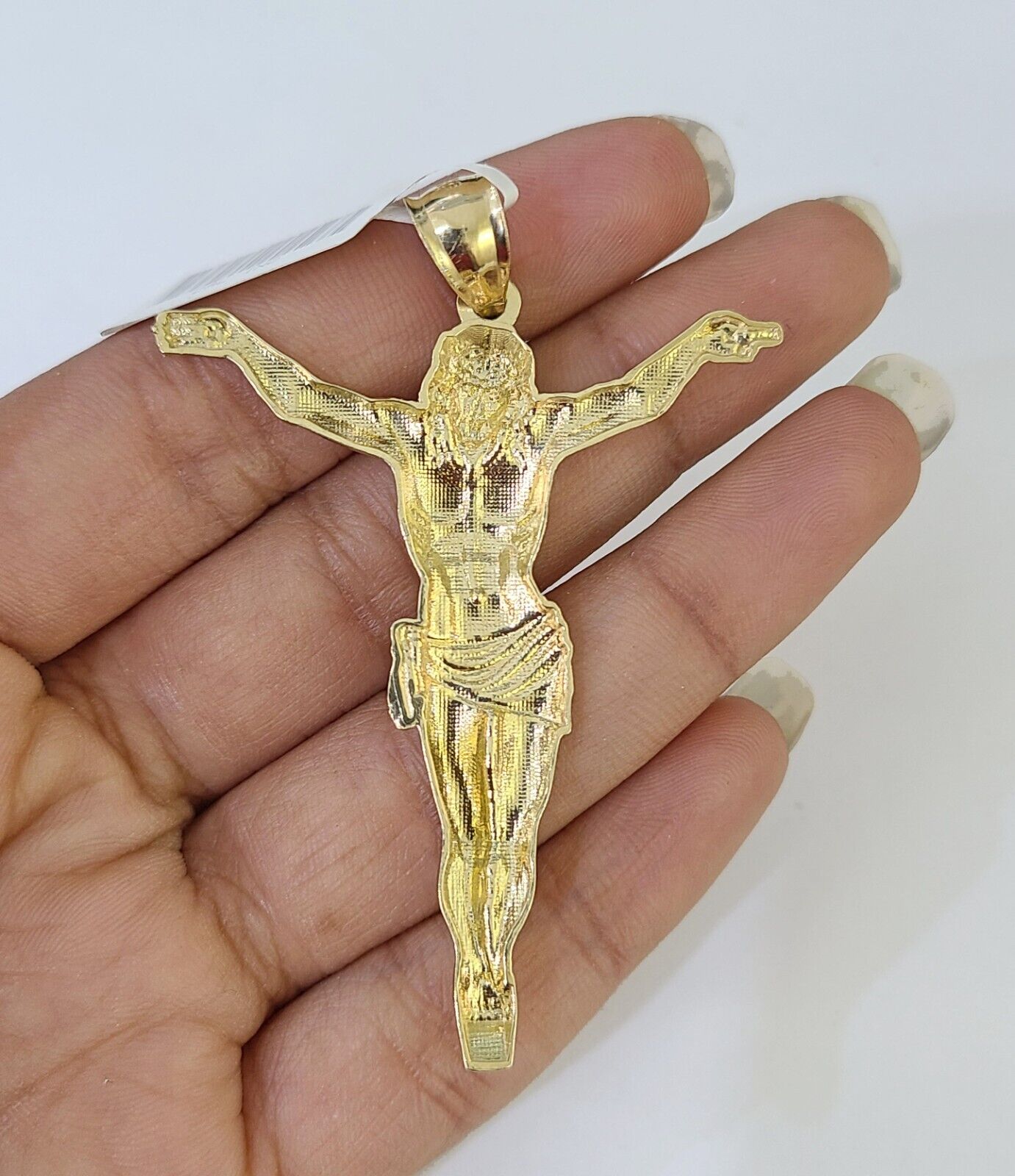 Real 10k Miami Cuban Chain Jesus Charm Set 4mm Yellow Gold Necklace Pendant