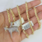 10k Solid Rope Chain Goat Charm Diamond Set 4mm 20"-28" Necklace Gold Yellow