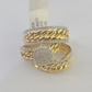 REAL 10k Diamond Ring Yellow Gold Ladies Men Trio SET Wedding Engagement Genuine