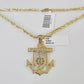 10k Milano Rope Chain Jesus Anchor Charm Necklace SET 3mm 18" 20" 22" 24"