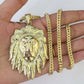 10K Franco Chain Lion Pendant Charm Necklace 20"-28" 4mm Gold SET Yellow