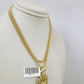 10k Gold Miami Cuban Chain Crown Charm Pendant 3mm 18-28in Necklace Set
