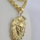 10k Gold Byzantine Necklace Lion Head Charm Pendant 20"-30" 8mm SET Chain