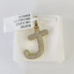 10k Yellow Gold Diamond J Charm Pendant Initial Alphabet Letter Real Genuine
