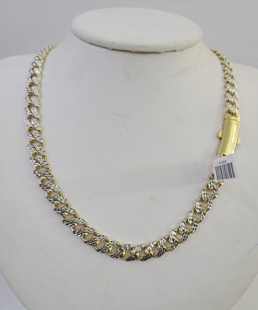 Real 10k Royal Monaco Chain 8mm Diamond Cut 22 inches Yellow Gold Necklace