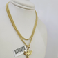 10k Gold Miami Cuban Chain Praying Angel Charm Pendant 3mm 18-28in Necklace Set