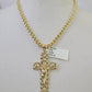 10k Gold Byzantine Necklace Jesus Cross Charm 18-28 inch 3mm SET Chain Pendant