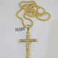 10k Gold Byzantine Necklace INRI Jesus Cross Charm 18-26 inches 3mm SET Chain