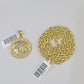 10k Yellow Gold Rope Chain World is Yours Charm Set 4mm 18"-26"Inch Necklace