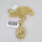 10k Gold Miami Cuban Chain Crown Charm Pendant 3mm 18-28in Necklace Set