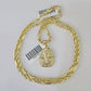 10k Milano Rope Chain Pharaoh Head Charm Necklace SET 3mm 18" 20" 22" 24 Pendant