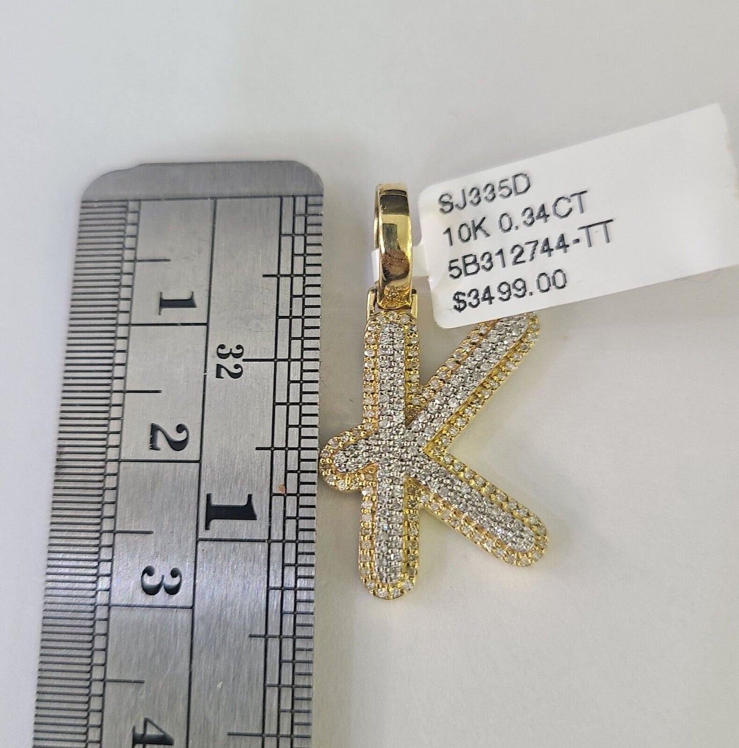 10k Yellow Gold Diamond K Charm Pendant Initial Alphabet Letter Real Genuine