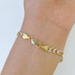 Real 10k Yellow Gold Figaro link Bracelet 5mm 8" Inch Men women Diamond Cut