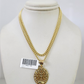 10k Gold Miami Cuban Chain Crown Charm Pendant 3mm 18-28in Necklace Set