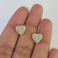 10k Heart Diamond Earrings Real Screw-Back Women Men Studs Yellow Gold