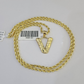 10k Gold Initial V Charm Rope Chain 16"-26" 2.5mm SET Necklace Alphabet Pendant