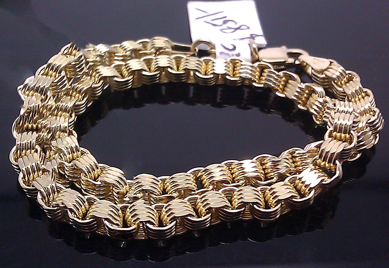 REAL 10k Yellow Gold Byzantine Bracelet Men Women 7.5" Inch