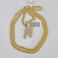 10k Miami Cuban Chain N Diamond Charm Set 4mm 18-26"Yellow Gold Necklace Pendant