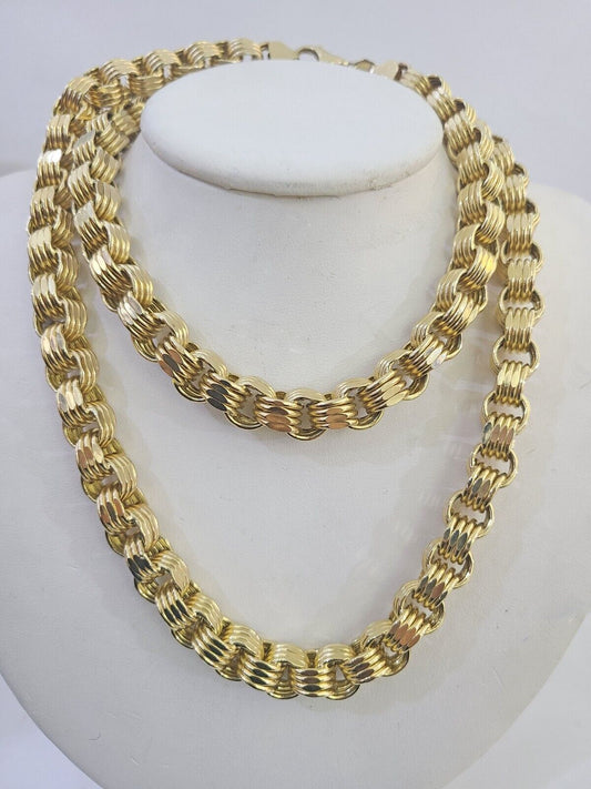 REAL 10k Gold Byzantine Chain Necklace Lobster Clasp 10mm 20"22" 24" 26" 28" 30"