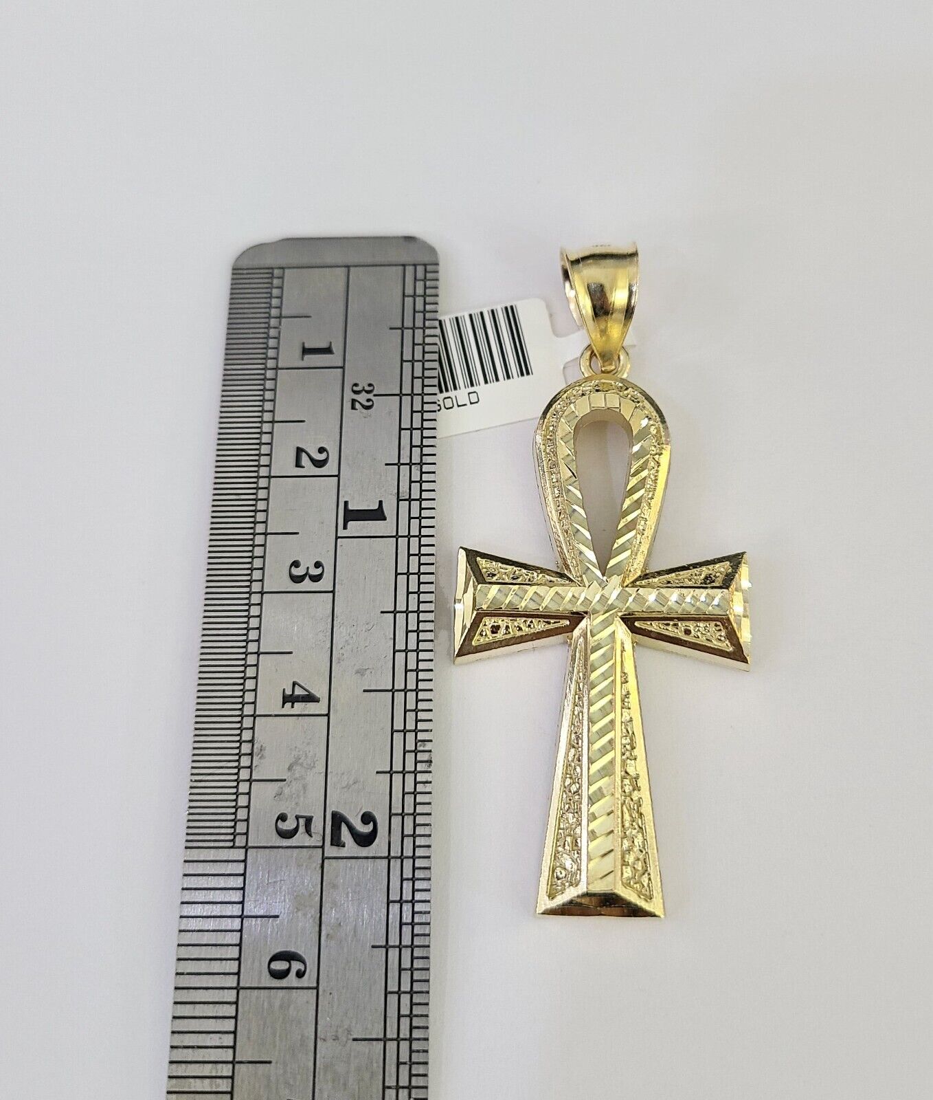 Solid 10k Gold Cuban Curb Link Chain Ankh Cross Pendant 6mm 20"-30" SET Necklace