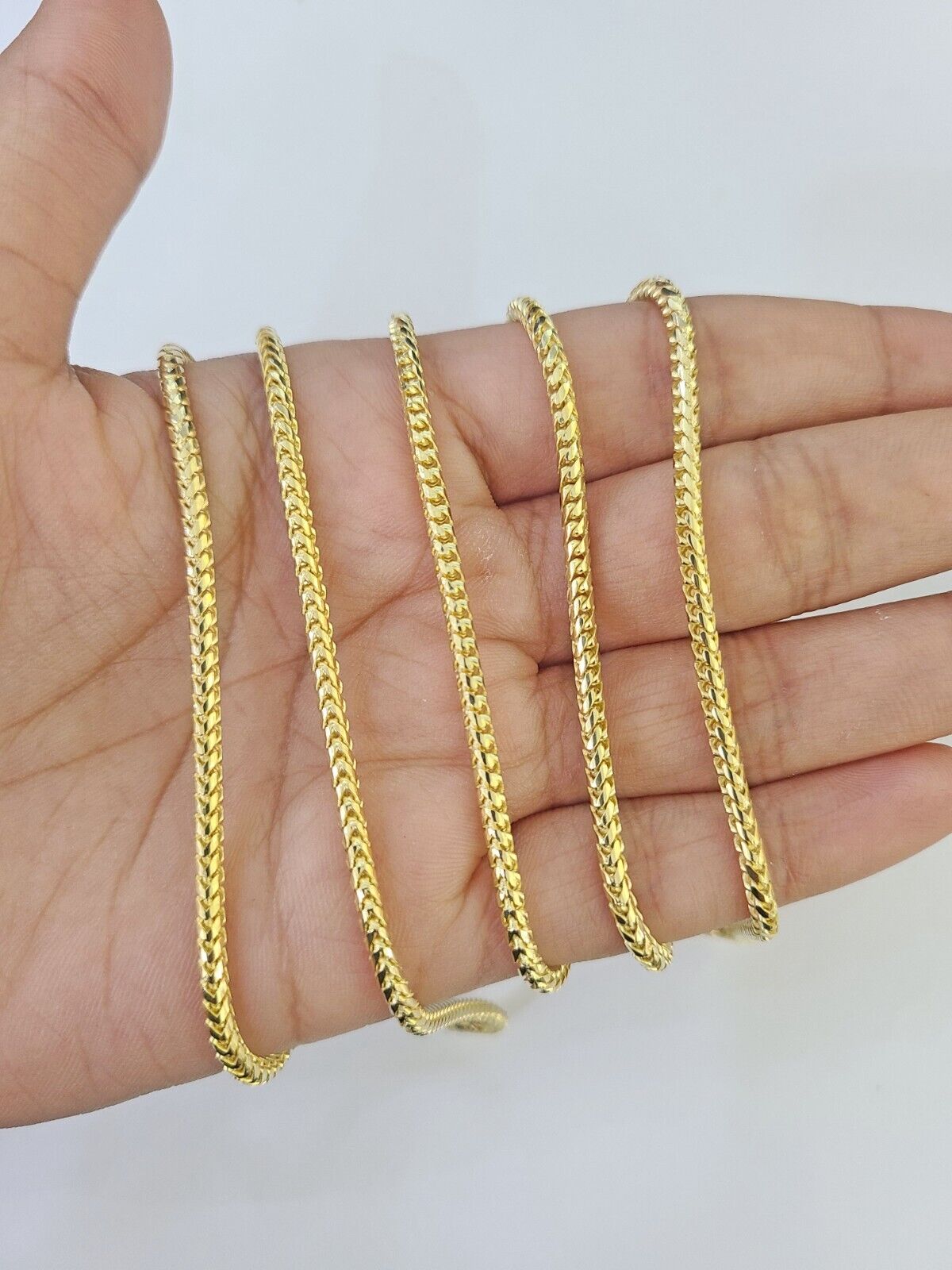 10K Gold Palm Chain Solid 2mm 18" 20" 22" 24" 26" Yellow Gold Real Men Women