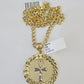 10k Gold Chain Medallion Ankh Charm Solid Cuban Curb Link 5mm 18"-28" Inch SET