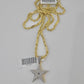 Real 10k Milano Rope Chain Diamond Star Charm Necklace SET 3mm 18" 20" 22" 24"