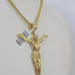 Real 10k Miami Cuban Chain Jesus Charm Set 4mm Yellow Gold Necklace Pendant