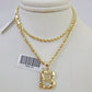 10k Gold Initial B Charm Rope Chain 16"-26" 2.5mm SET Necklace Alphabet Pendant