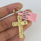 Real 14k Solid Chain Cross Charm Set Miami Cuban Link 3mm Necklace Pendant Gold