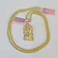 14k Miami Cuban Chain Jesus Head Charm Yellow Gold Set 3mm 18"-28" Necklace