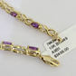 Real 10K Yellow Gold Purple Tennis Bracelet 4mm 7.5 Inches 10kt Gold