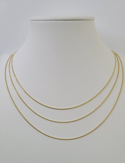 18K Solid Franco Chain Necklace 20" 22" 24" 1mm Yellow Gold Real