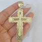 Real 10k Gold Nugget Cross Byzantine Chain Necklace 6mm 24" Chain SET Yellow