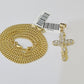 10K Gold Miami Cuban Chain 3mm Length 18" 20" 22" 24" 26" 28" 30" & Cross Charm