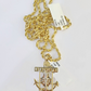 Real 10k 3mm Rope Chain Anchor Pendant 18" 20" 22" 24" 26" Gold Set