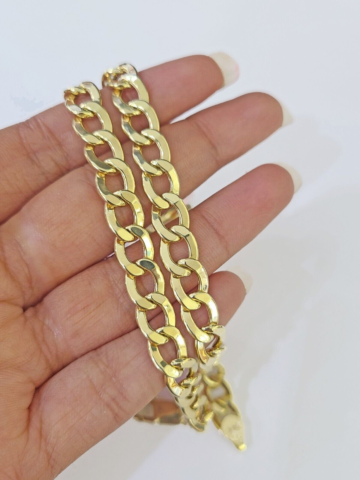 Real 14k Yellow Gold Bracelet Cuban Curb link 7mm 8" & 9 Inch 14 KT Men Women