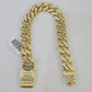 Real 10K Royal Monaco Bracelet Yellow Gold 8.5" Box Clasp 12mm Genuine