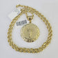 10k Solid Rope Chain Jesus Charm Set 4mm 18"-30" Necklace Gold Pendant