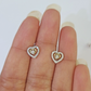 14k White Yellow Gold Heart Earrings Diamond screw-back Women Men Studs Natural