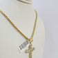 Gold 10K Palm Chain 3mm Length 18" 20" 22" 24" 26" 28" 30" & Cross Charm