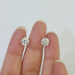 14k White gold Round Earrings Diamond screw-back Lab Created Women Men Studs