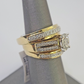 REAL 14k Diamond Ring Yellow Gold Ladies Men Trio SET Wedding Engagement Genuine